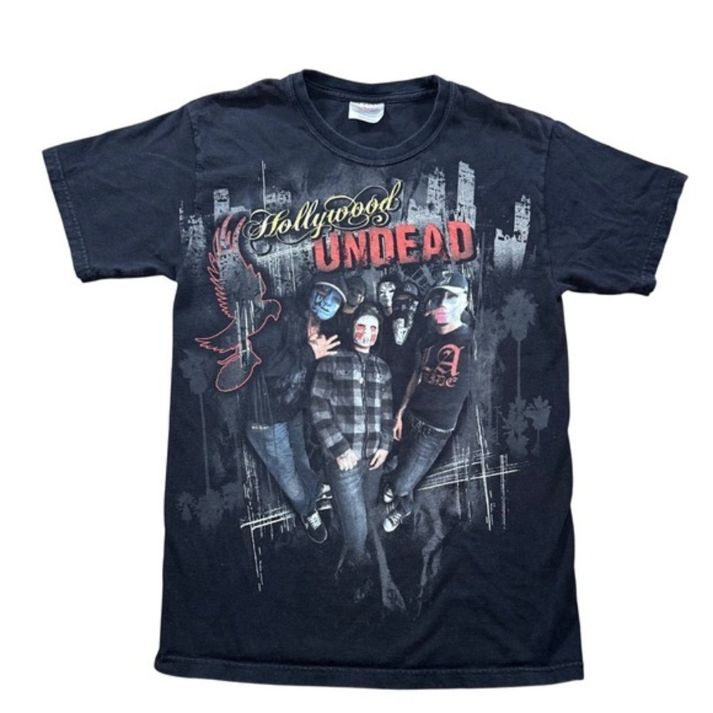 Vintage Y2K‎ Hollywood Undead T-Shirt Band Tee Music Concert Black Graphic Small